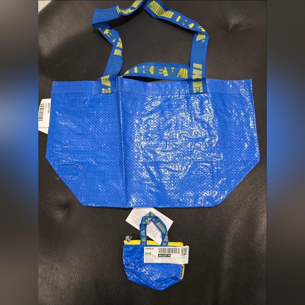 New Ikea Blue Tote Bag with Matching Pouch
